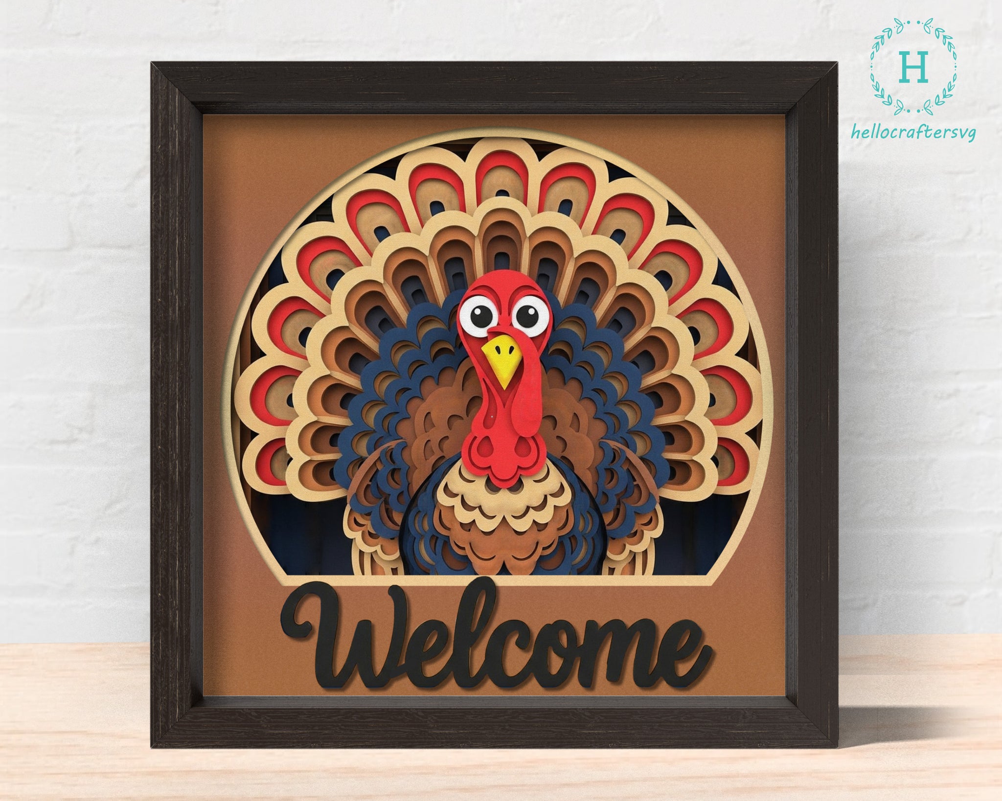 3d Welcome Turkey Svg, TURKEY Shadow Box Svg
