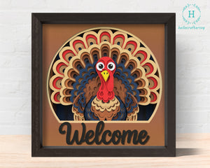3d Welcome Turkey Svg, TURKEY Shadow Box Svg