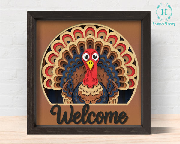 3d Welcome Turkey Svg, TURKEY Shadow Box Svg
