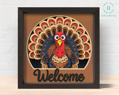 3d Welcome Turkey Svg, TURKEY Shadow Box Svg