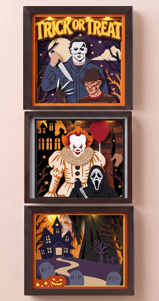 3D TRICK OR TREAT TRIO SET SHADOW BOX SVG