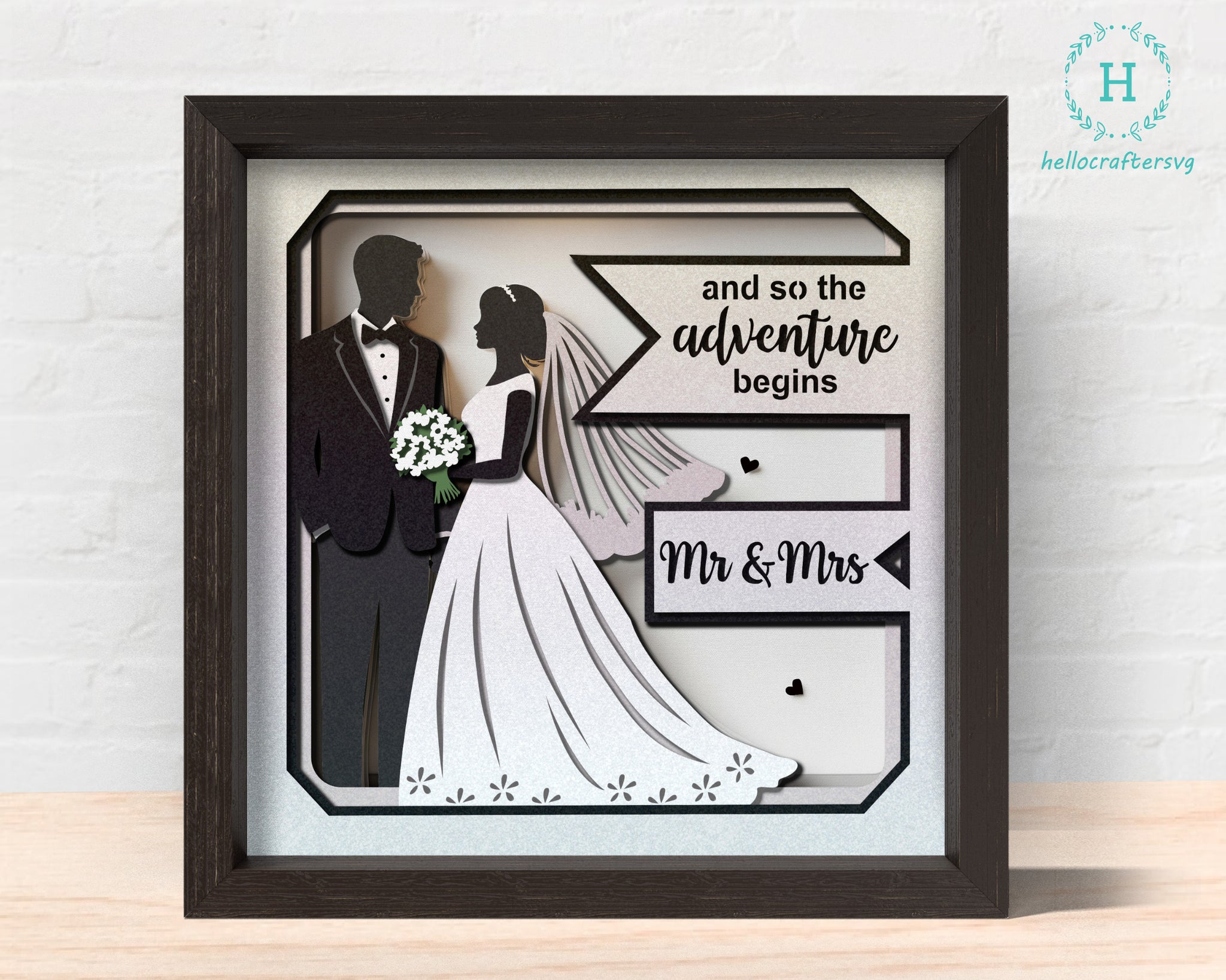 3d WEDDING Couple Svg, Mr And Mrs WEDDING Shadow Box Svg