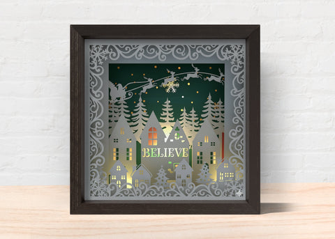 3D WINTER VILLAGE Svg, CHRISTMAS Shadow Box Svg