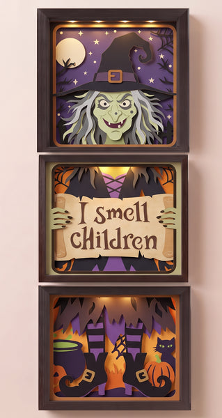 3D WITCH TRIO SET SHADOW BOX SVG