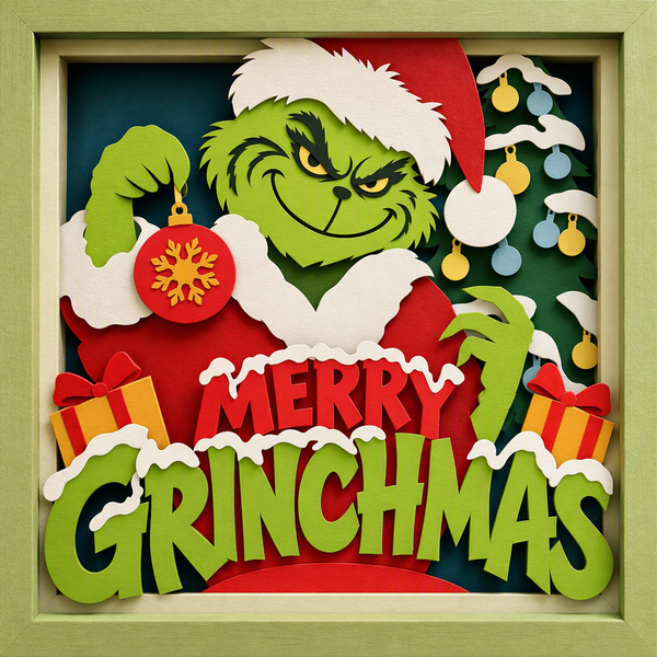 3D CHRISTMAS GRINCH SET SHADOW BOX SVG