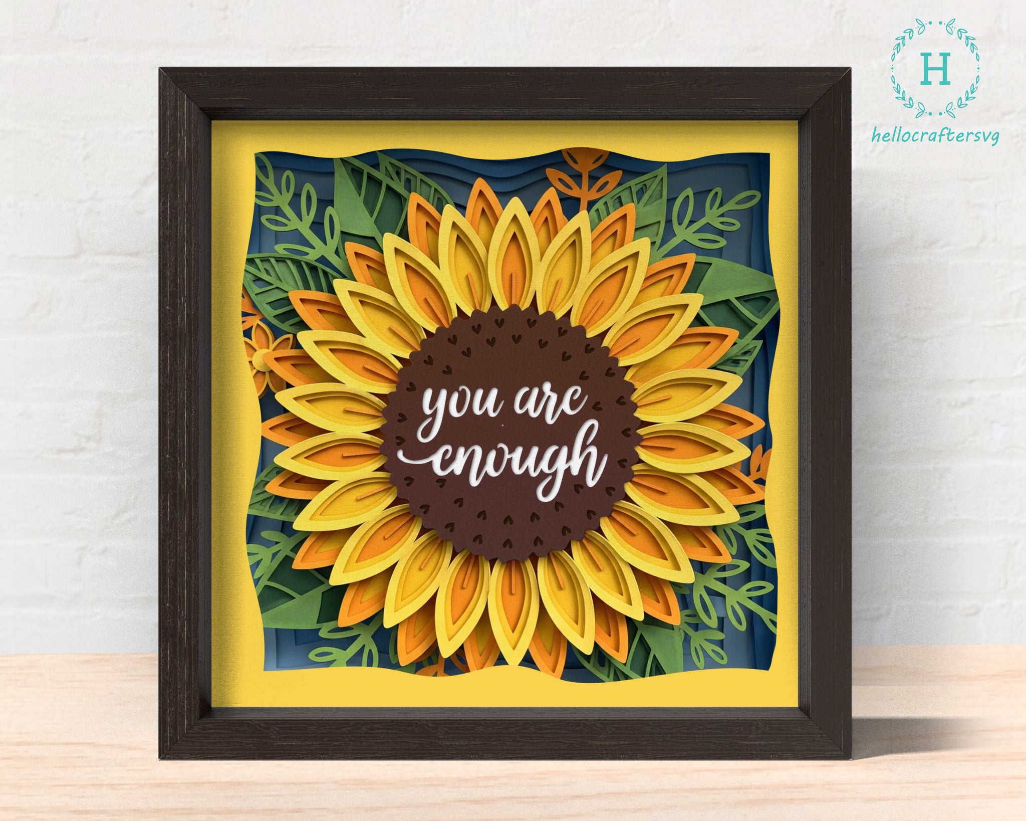 3d you are enough Sunflower Svg, Sunflower Shadow Box Svg