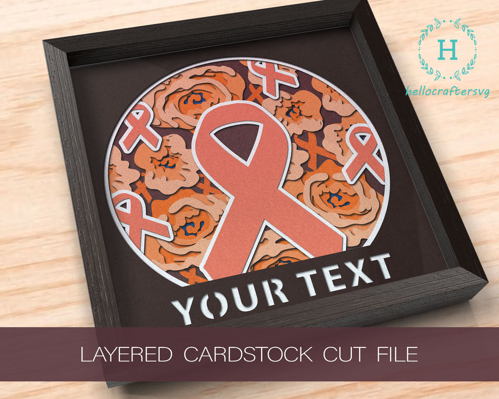 3D RIBBON Svg, Customisable Awareness Ribbon Shadow Box Svg ...