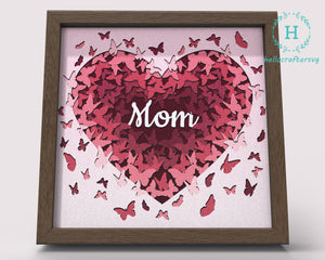 3D Butterfly Mom Svg, Mother's Shadow Box Svg