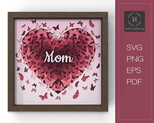 3D Butterfly Mom Svg, Mother's Shadow Box Svg-33