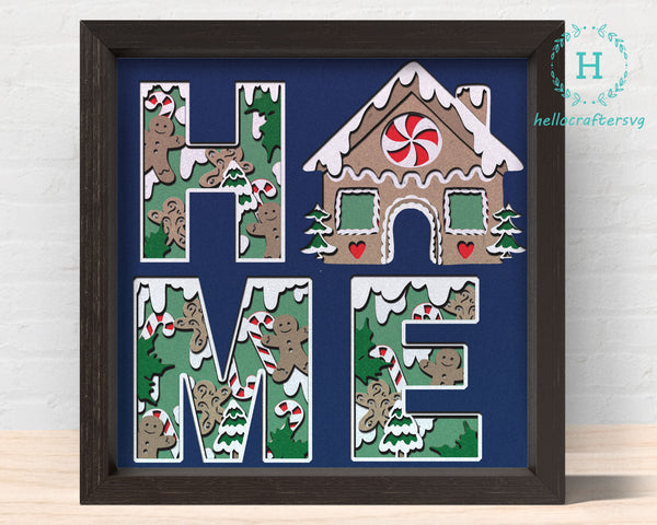 3d Gingerbread Home Svg, CHRISTMAS HOME Shadow Box Svg