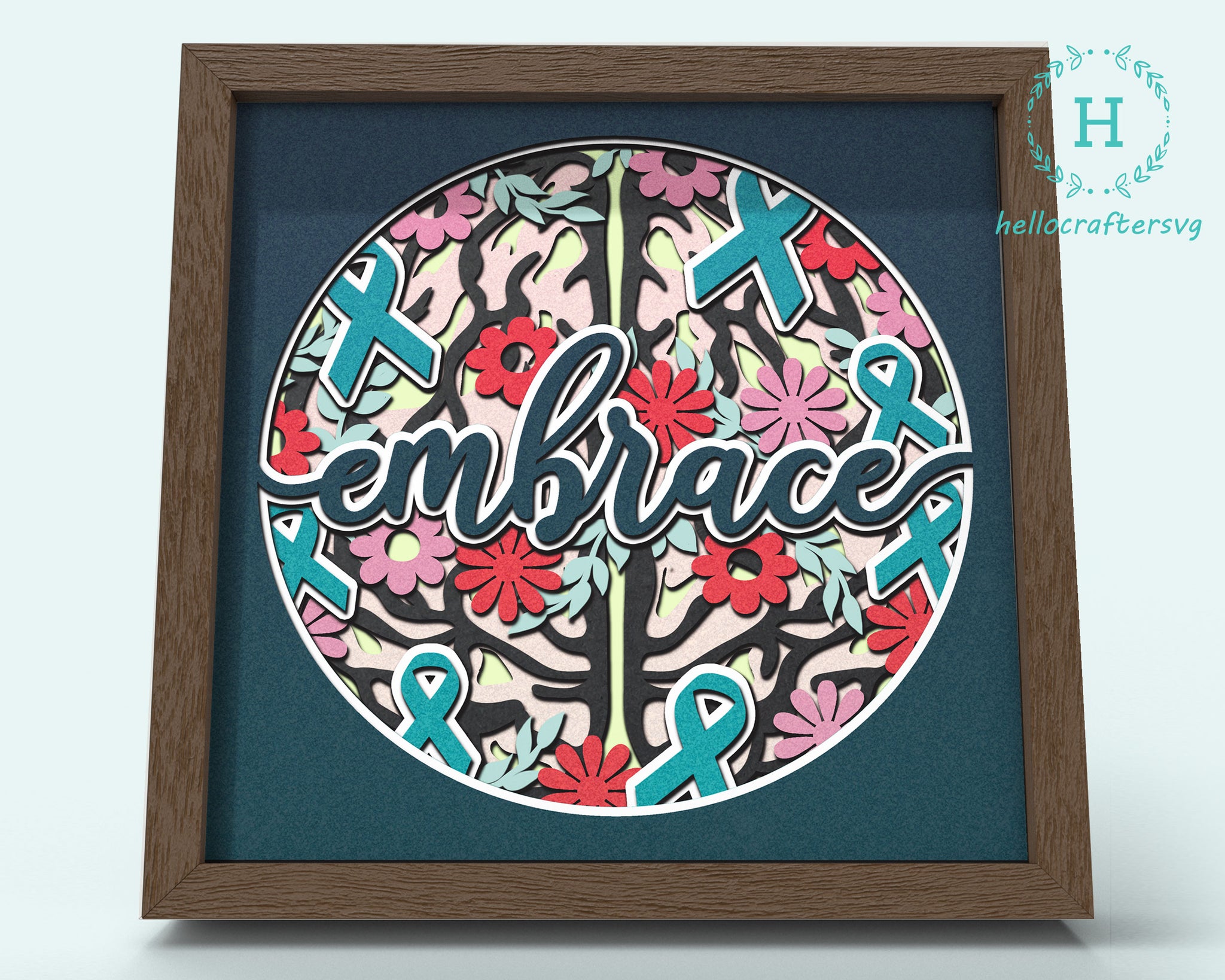 3d Embrace Svg, MENTAL HEALTH Awareness Shadow Box Svg-22