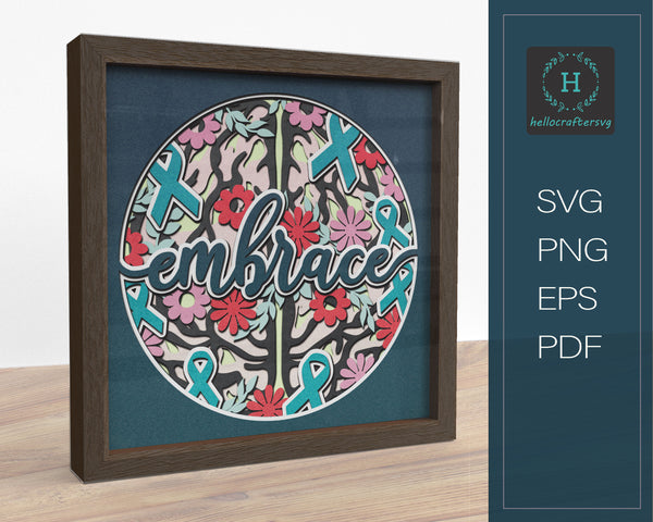 3d Embrace Svg, MENTAL HEALTH Awareness Shadow Box Svg