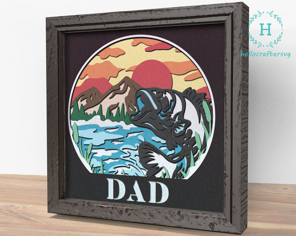 3d Fishing Dad Svg, Customisable FATHER'S DAY Shadow Box Svg-44