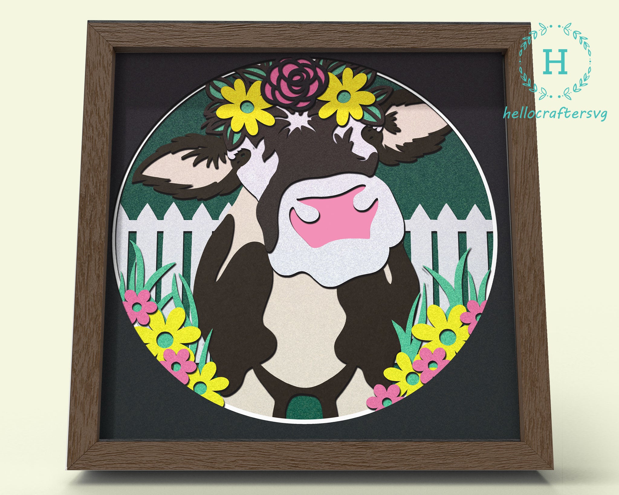 3d FLORAL COW Svg, Cow Shadow Box Svg -