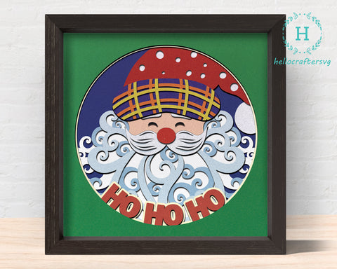 3D Ho Ho Santa Svg - 3D CHRISTMAS Shadow Box Svg