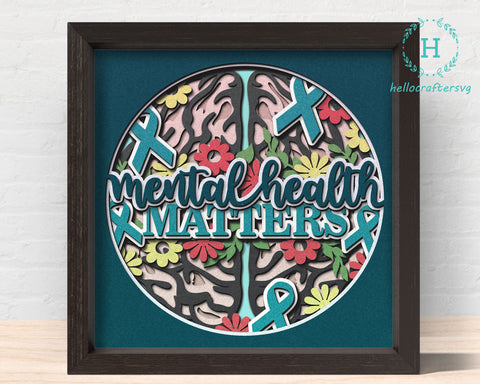 3d Mental Health Svg, MENTAL HEALTH Awareness Shadow Box Svg 