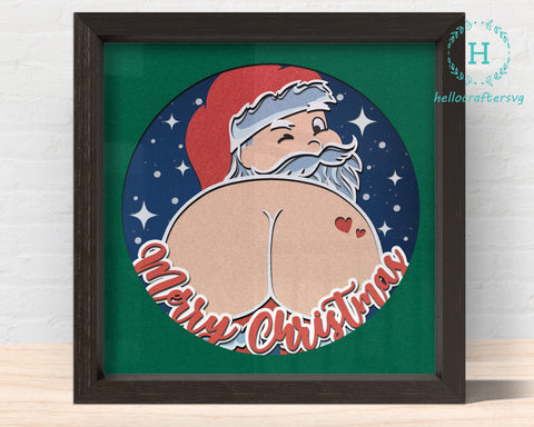 3D Merry Christmas Funny Santa Svg - 3D CHRISTMAS Shadow Box Svg