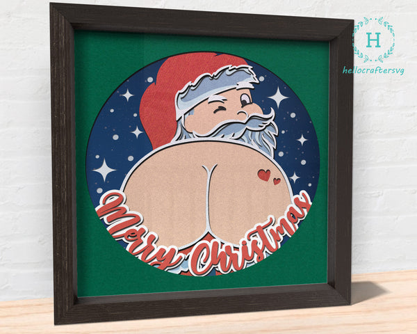 3D Merry Christmas Funny Santa Svg - 3D CHRISTMAS Shadow Box Svg