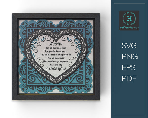 3d Mom Scripture Svg, Mother's Day Gift Shadow Box Svg 