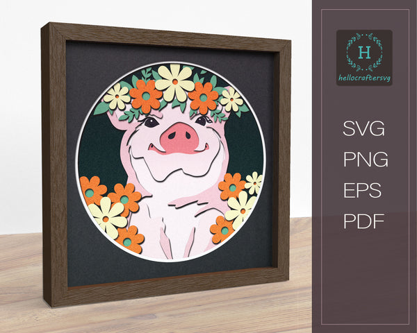 3d PIG Svg, PIG Shadow Box Svg-66