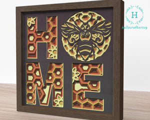 3d Home Svg, Bee Home Shadow Box Svg