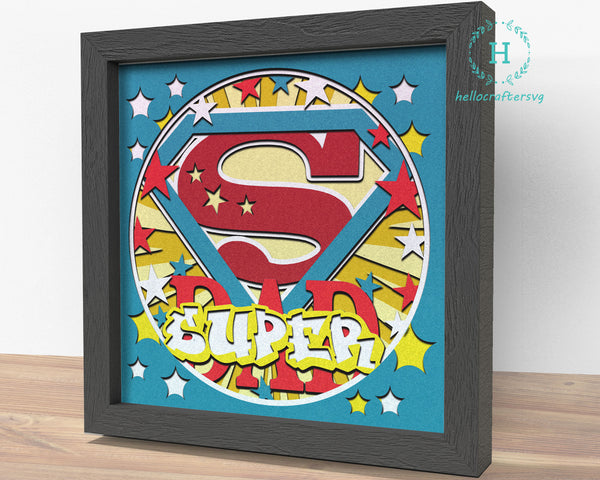 3d Super Dad Svg, FATHER'S DAY Shadow Box Svg