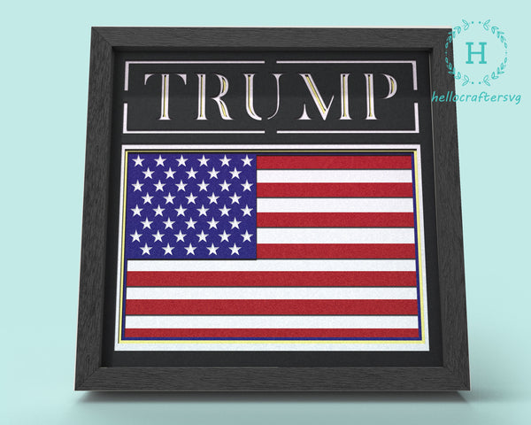 3D Trump Svg, Trump America Shadow Box 