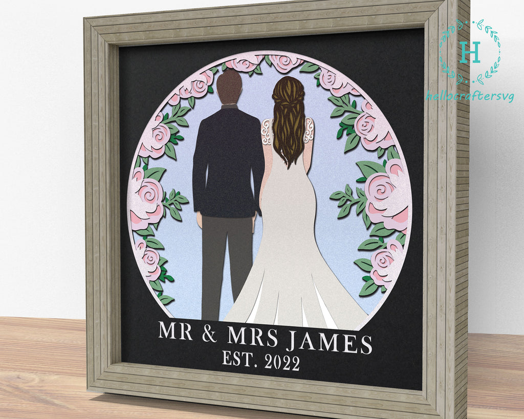 3d WEDDING Couple Svg, Customisable WEDDING Shadow Box Svg 3d WEDDING Couple Svg, Customisable WEDDING Shadow Box Svg