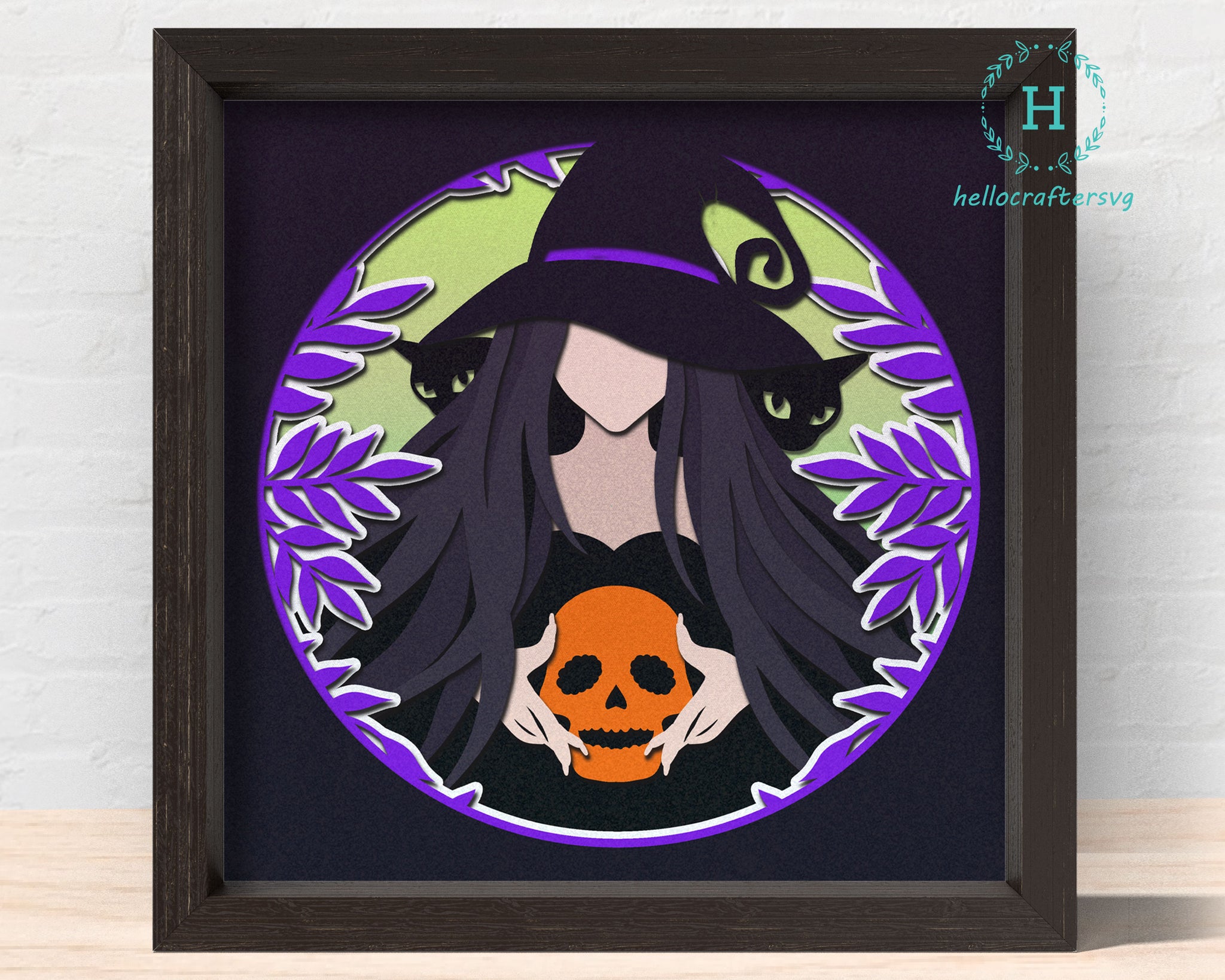 3D WITCH SVG, HALLOWEEN Shadow Box Svg, Cricut Files, Cardstock Svg, Silhouette Files - HelloCrafterSvg.
