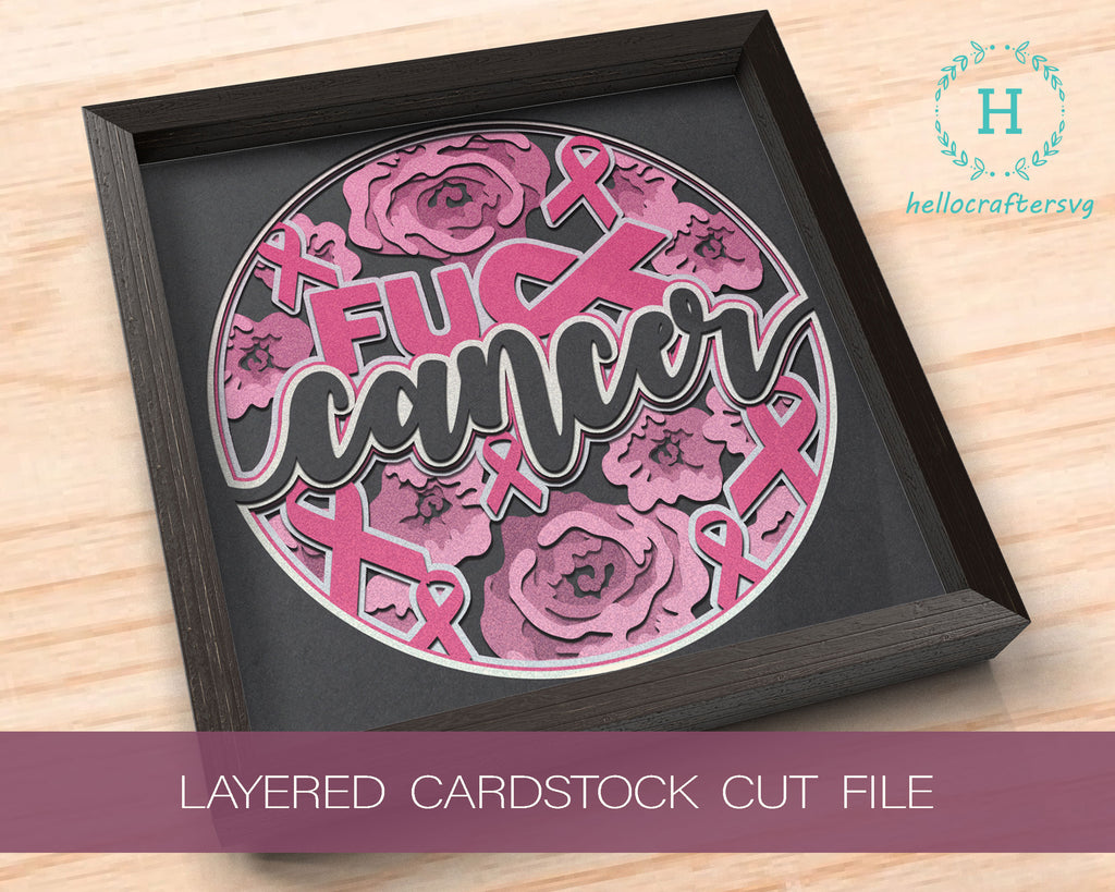 Cancer Shadow Box 3D F CANCER AWARENESS Svg, Cancer Shadow Box Svg