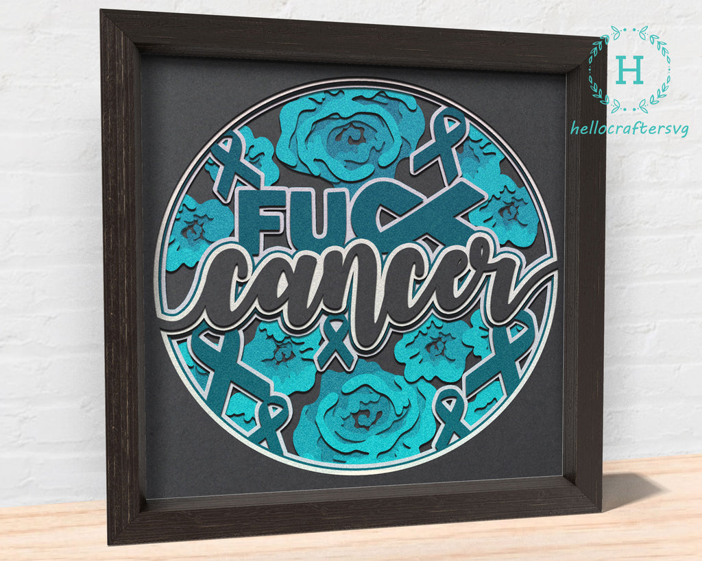 Cancer Shadow Box 3D F CANCER AWARENESS Svg, Cancer Shadow Box Svg