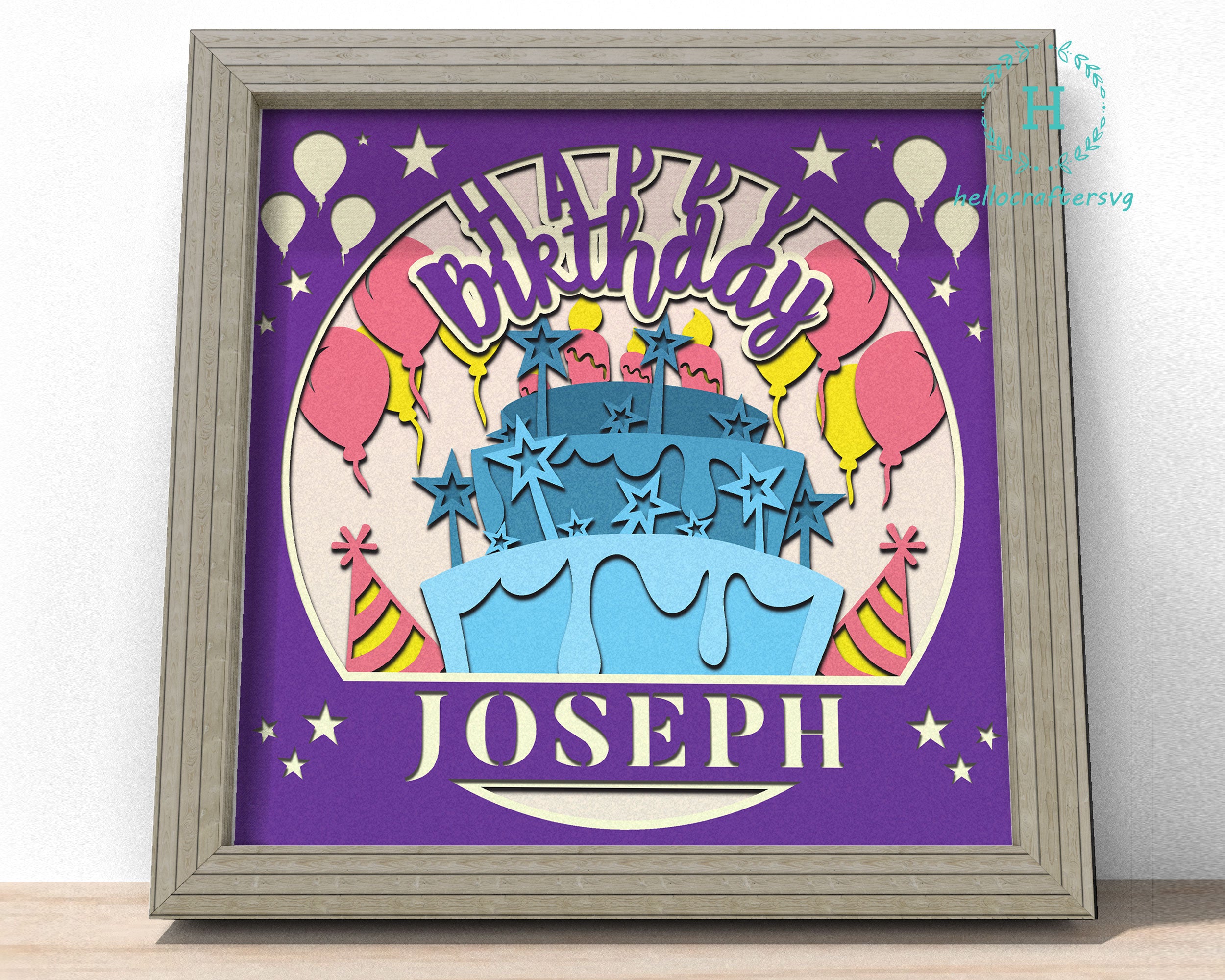 3D Happy Birthday Svg, Customisable Birthday Shadow Box Svg