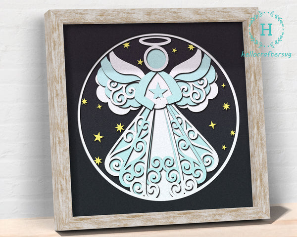 3d Angel Svg, Angel Shadow Box Svg - Cricut Files, Cardstock Svg, Silhouette Files - HelloCrafterSvg-232