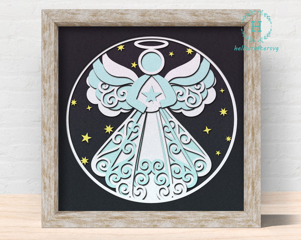 3d Angel Svg, Angel Shadow Box Svg - Cricut Files, Cardstock Svg, Silhouette Files - HelloCrafterSvg.