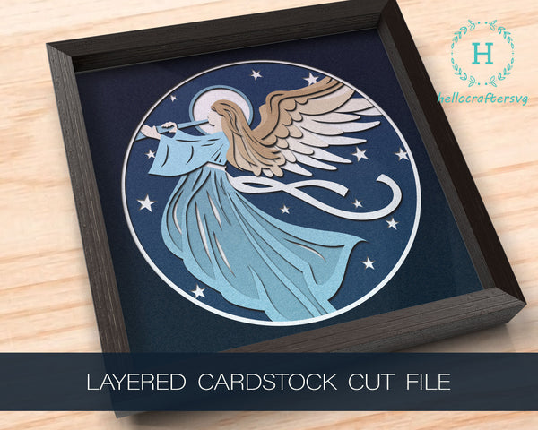 3d ANGEL Svg, CHRISTMAS Shadow Box Svg - Cricut Files, Cardstock Svg, Silhouette Files - HelloCrafterSvg-33