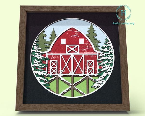 3d BARN Svg, CHRISTMAS Shadow Box Svg - Cricut Files, Cardstock Svg, Silhouette Files - HelloCrafterSvg