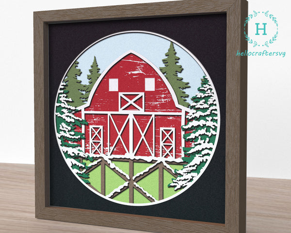 3d BARN Svg, CHRISTMAS Shadow Box Svg - Cricut Files, Cardstock Svg, Silhouette Files - HelloCrafterSvg332