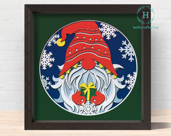 3D CHRISTMAS GNOME SVG, Christmas Shadow Box Svg, Cricut Files, Cardstock Svg, Silhouette Files - HelloCrafterSvg-gt