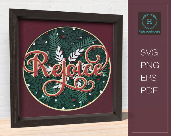 3d REJOICE Svg, CHRISTMAS Shadow Box Svg - Cricut Files, Cardstock Svg, Silhouette Files - HelloCrafterSvg.-33