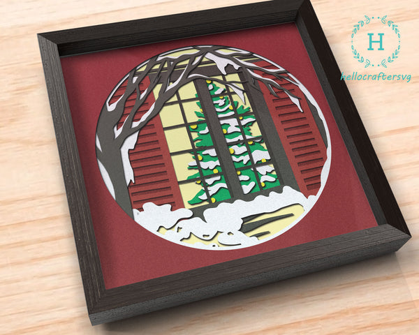 3D Christmas Scene SVG, Christmas Shadow Box Svg, Cricut Files, Cardstock Svg, Silhouette Files - HelloCrafterSvg--32