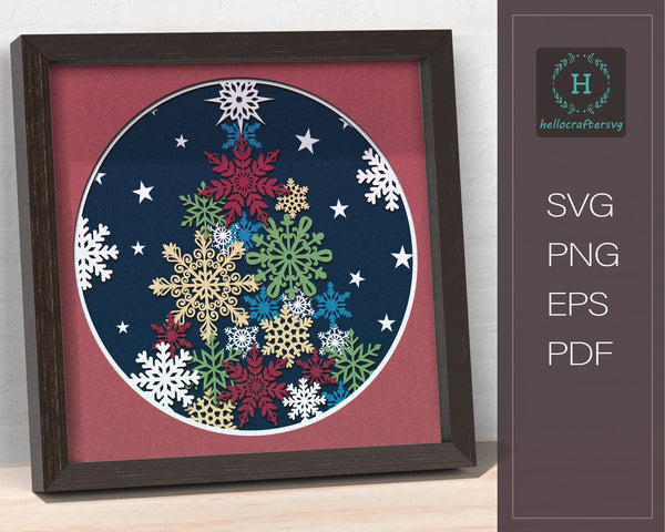 3d Christmas TREE Svg, CHRISTMAS Shadow Box Svg - Cricut Files, Cardstock Svg, Silhouette Files - HelloCrafterSvg
