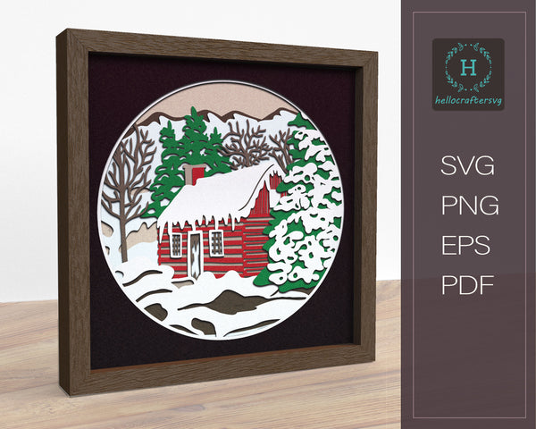 3d COUNTRYSIDE CHRISTMAS Svg, CHRISTMAS Shadow Box Svg - Cricut Files, Cardstock Svg, Silhouette Files - HelloCrafterSvg-22