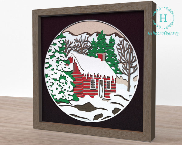 3d COUNTRYSIDE CHRISTMAS Svg, CHRISTMAS Shadow Box Svg - Cricut Files, Cardstock Svg, Silhouette Files - HelloCrafterSvg-677q
