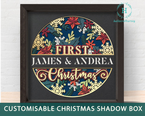 3d 1st Christmas Svg, Customisable CHRISTMAS Shadow Box Svg