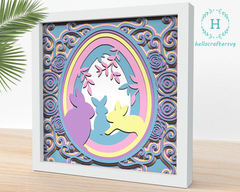 3D Swirly Bunny Svg, Easter Spring Shadow Box Svg