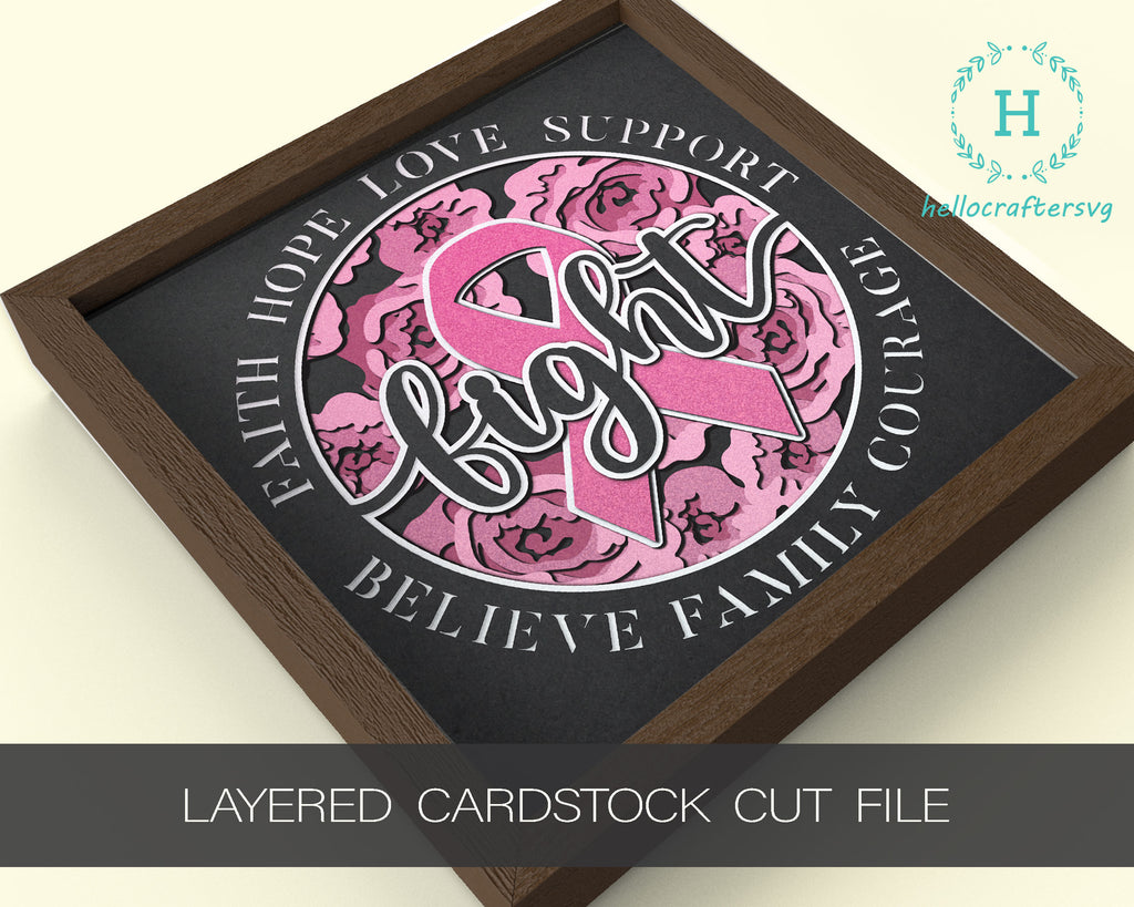 Cancer Shadow Box 3D CANCER AWARENESS Svg, Cancer Shadow Box Svg - hellocraftersvg