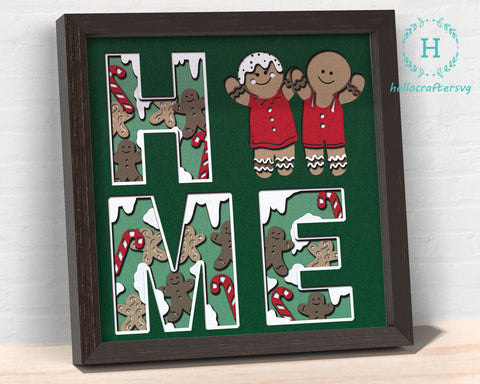 3d gingerbread Svg, CHRISTMAS Shadow Box Svg - Cricut Files, Cardstock Svg, Silhouette Files - HelloCrafterSvg.