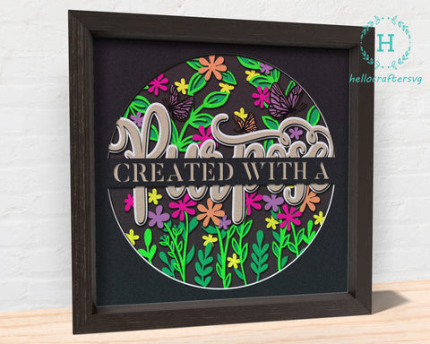 3d Created with a purpose Svg, Christian Inspiration Quotes Shadow Box 