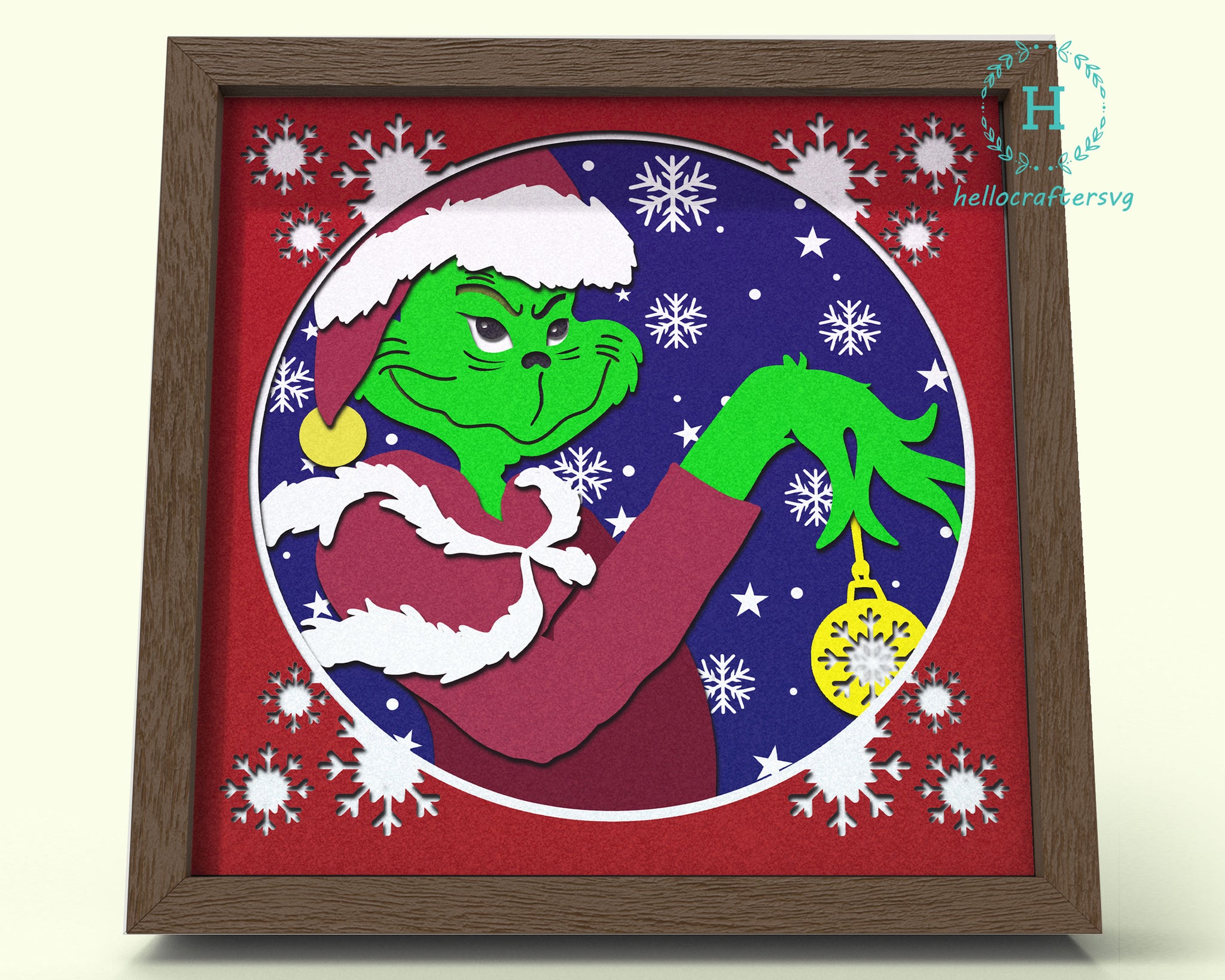 3d GRINCH Svg, CHRISTMAS GRINCH Shadow Box Svg - Cricut Files, Cardstock Svg, Silhouette Files - HelloCrafterSvg.