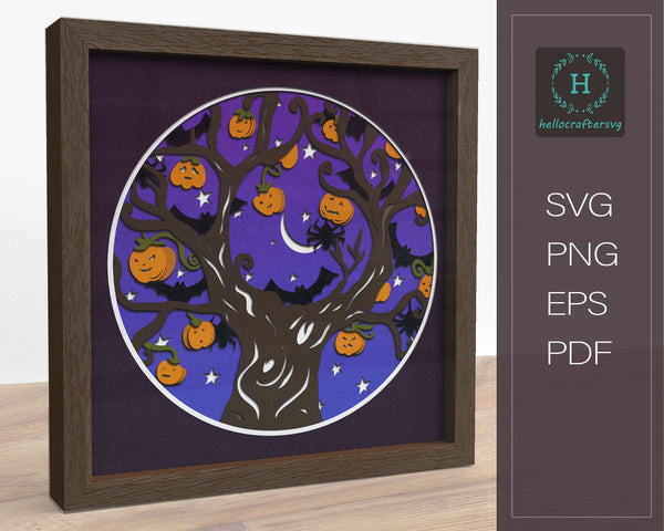 3D HAUNTED TREE SVG, Halloween Shadow Box Svg, Cricut Files, Cardstock Svg, Silhouette Files - HelloCrafterSvg.